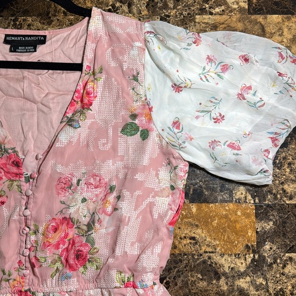 Anthropologie L Hemant & Nandita rose garden pink blouse - Picture 14 of 14